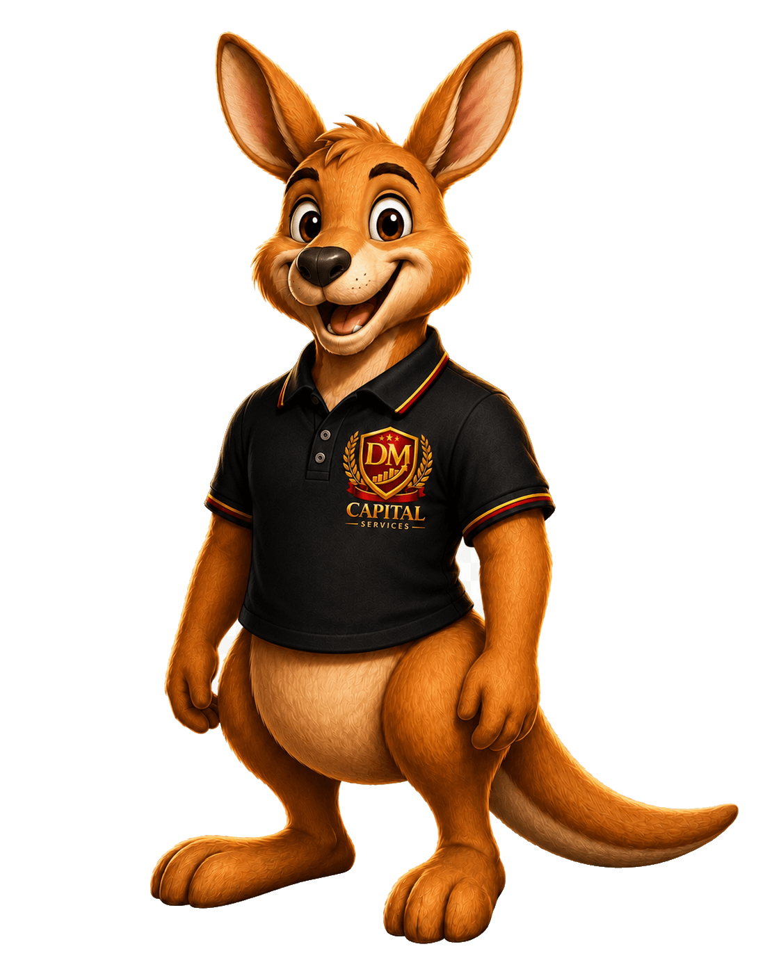 Dexter the DM Capital Services kangaroo mascot in branded polo